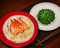 生猛海蝦 × 野生岩礁魚貝白湯拉麵 ＋ 涼拌菜心苗