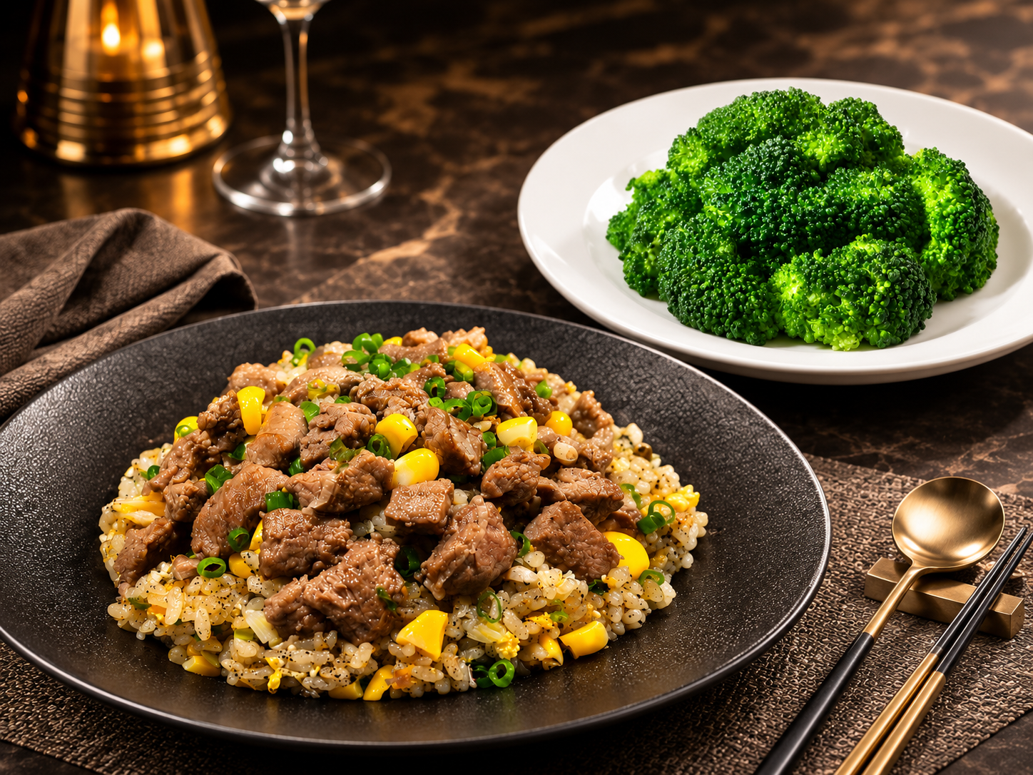 黑松露鹿兒島黑毛牛飯（肉香·賦能·低 GI）+蔬菜套餐（可選涼拌西蘭花或涼拌菠菜苗）