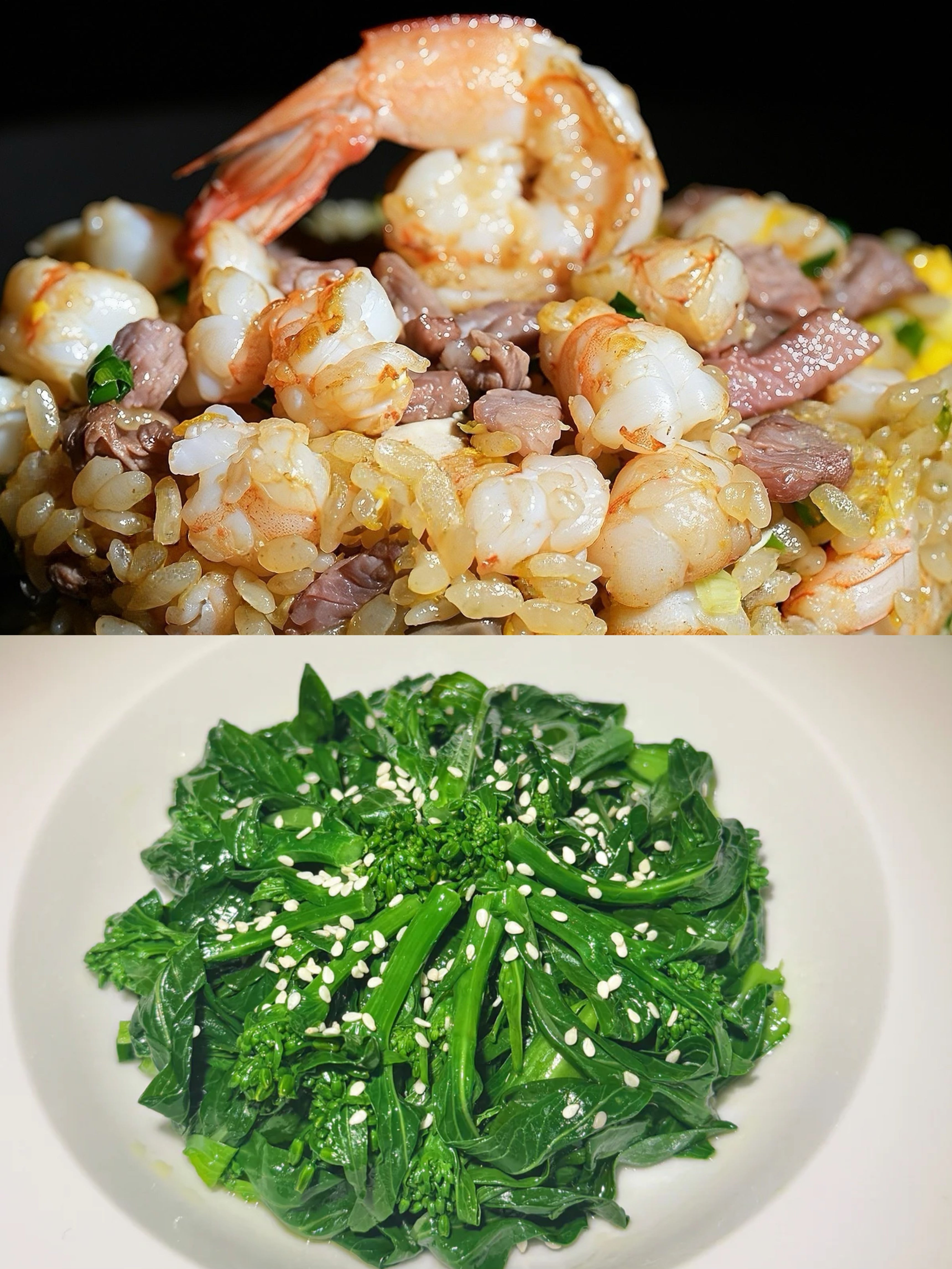 生猛海蝦 × A5和牛 × 蝦油大蜆汁輕炒飯 ＋ 涼拌菜心苗