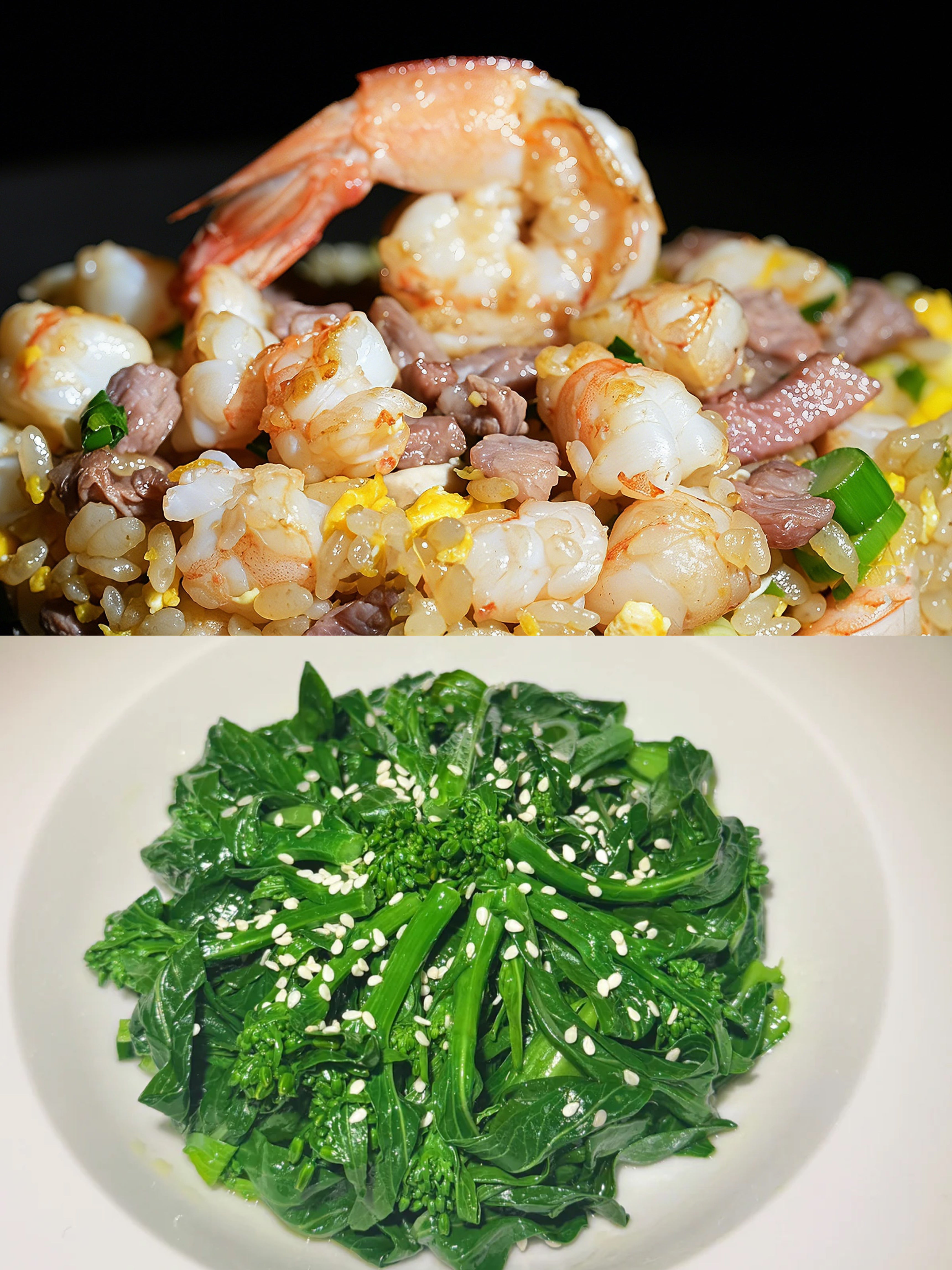 野生藍尾蝦×A5和牛輕炒飯+涼拌菜心苗